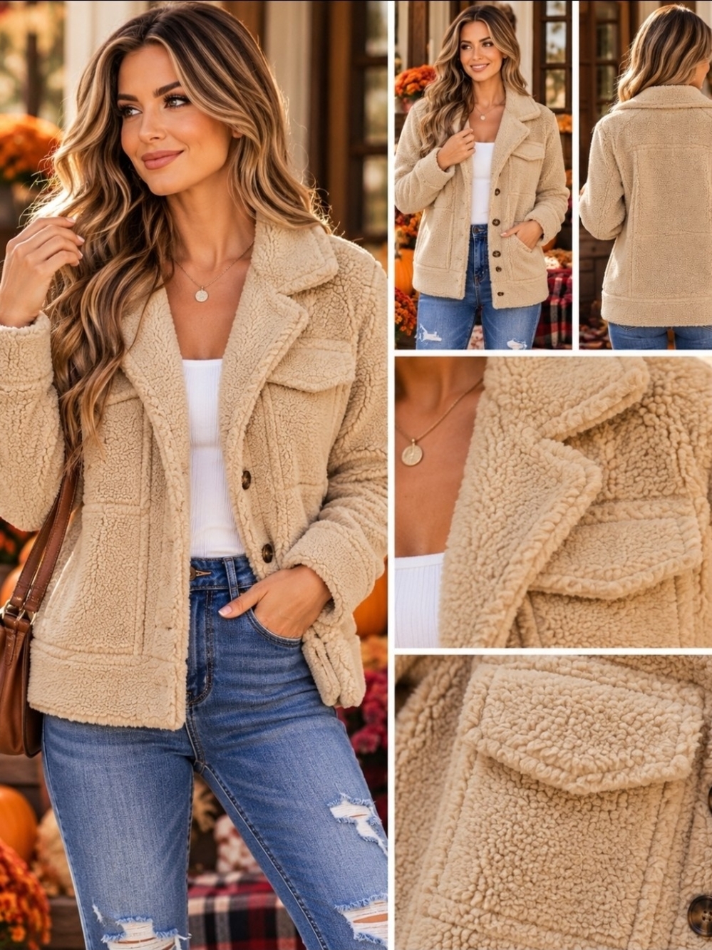 Simply Southern Tan Teddy Sherpa Button-Up Jacket